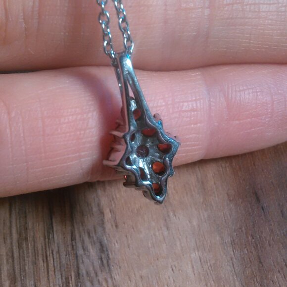 Mozambique Garnet Stainless Steel Pendant Necklace - Picture 7 of 7